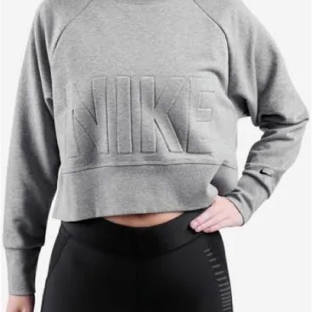 Nike Women's Heather Gray Cropped Sweatshirt